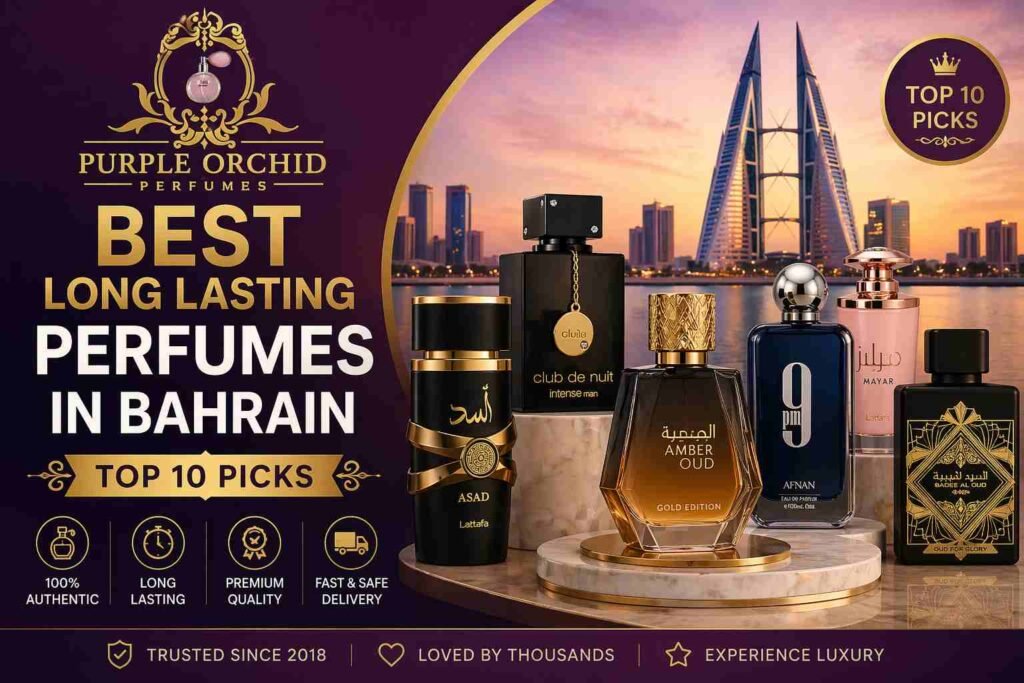 Best perfumes in Bahrain featuring top branded fragrances by Purple Orchid