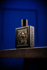 Rayhaan Lion perfume featuring fresh pear mint and warm cinnamon notes
