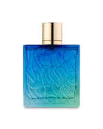 Rayhaan Pacific Aura perfume with minimal fresh mint leaves and sliced citron placed strictly behind the bottle.