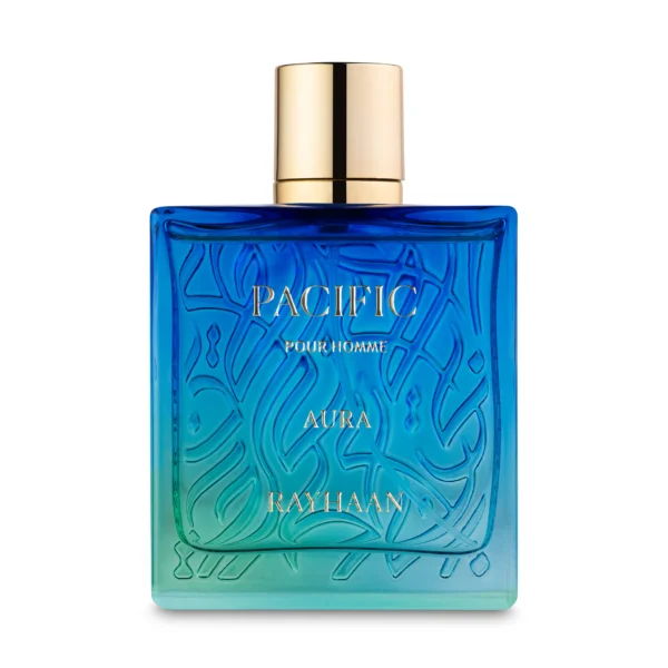 Rayhaan Pacific Aura 100ml bottle centered on a pristine clean background.