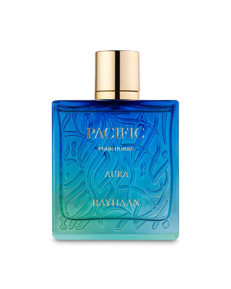 Rayhaan Pacific Aura 100ml bottle centered on a pristine clean background.
