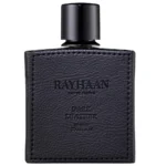 Rayhaan Dark Leather 100ml bottle centered on a pristine clean background.