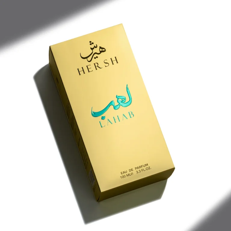 High-end minimalist product photo of Hersh Lahab Al Ezz Oud without any background text or stands.
