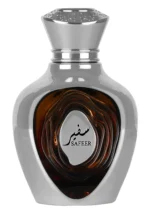 Lattafa Safeer 100ml bottle centered on a pristine clean background with no stand.