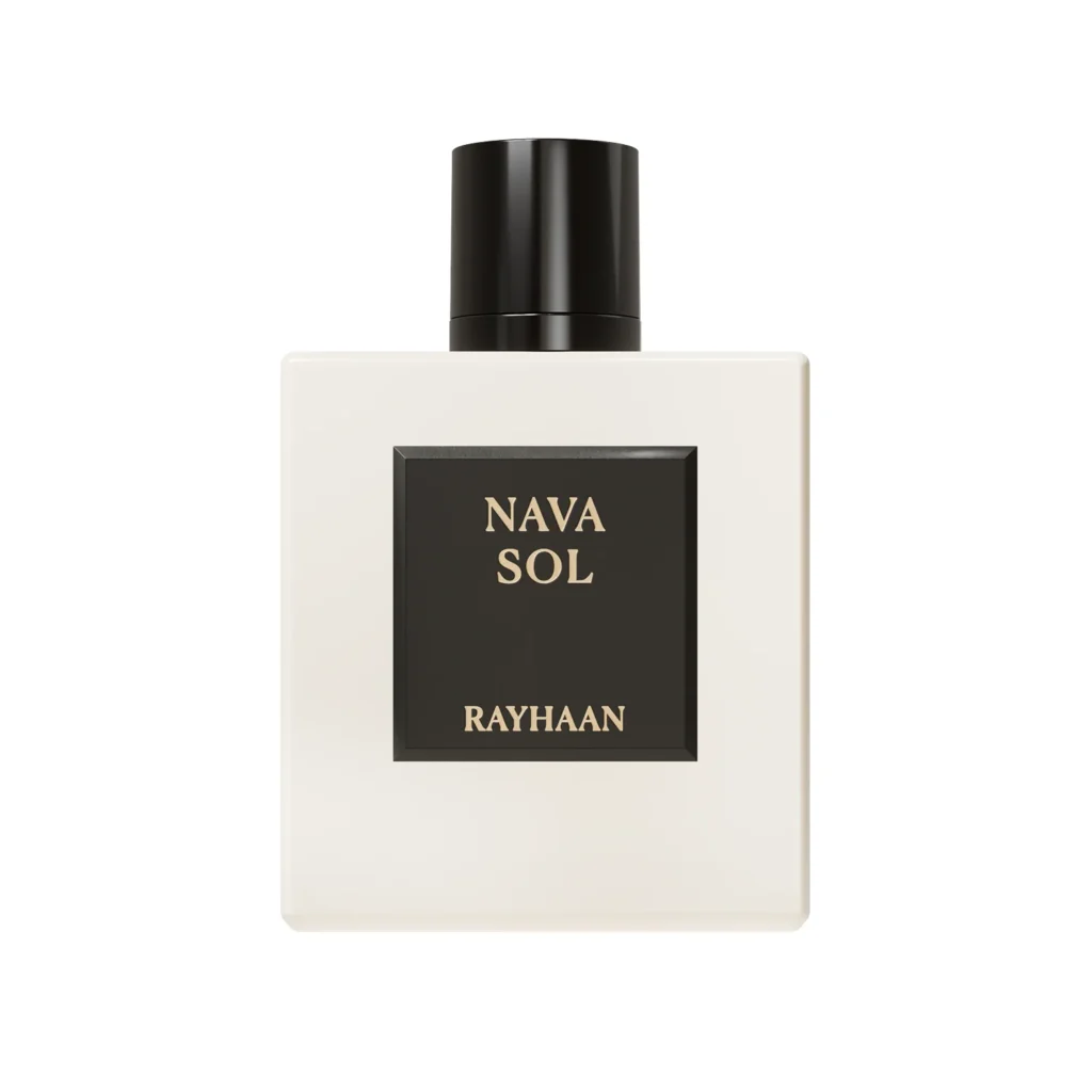 Rayhaan Nava Sol 100ml bottle centered on a pristine clean background with no stand.